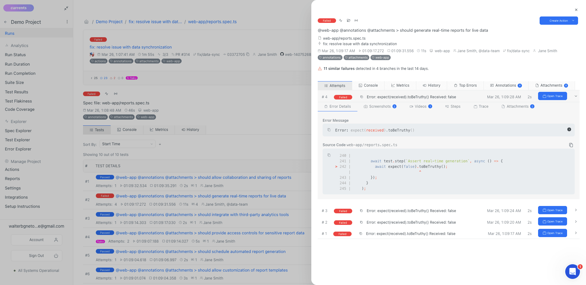 Test Details: Attempt Error Details