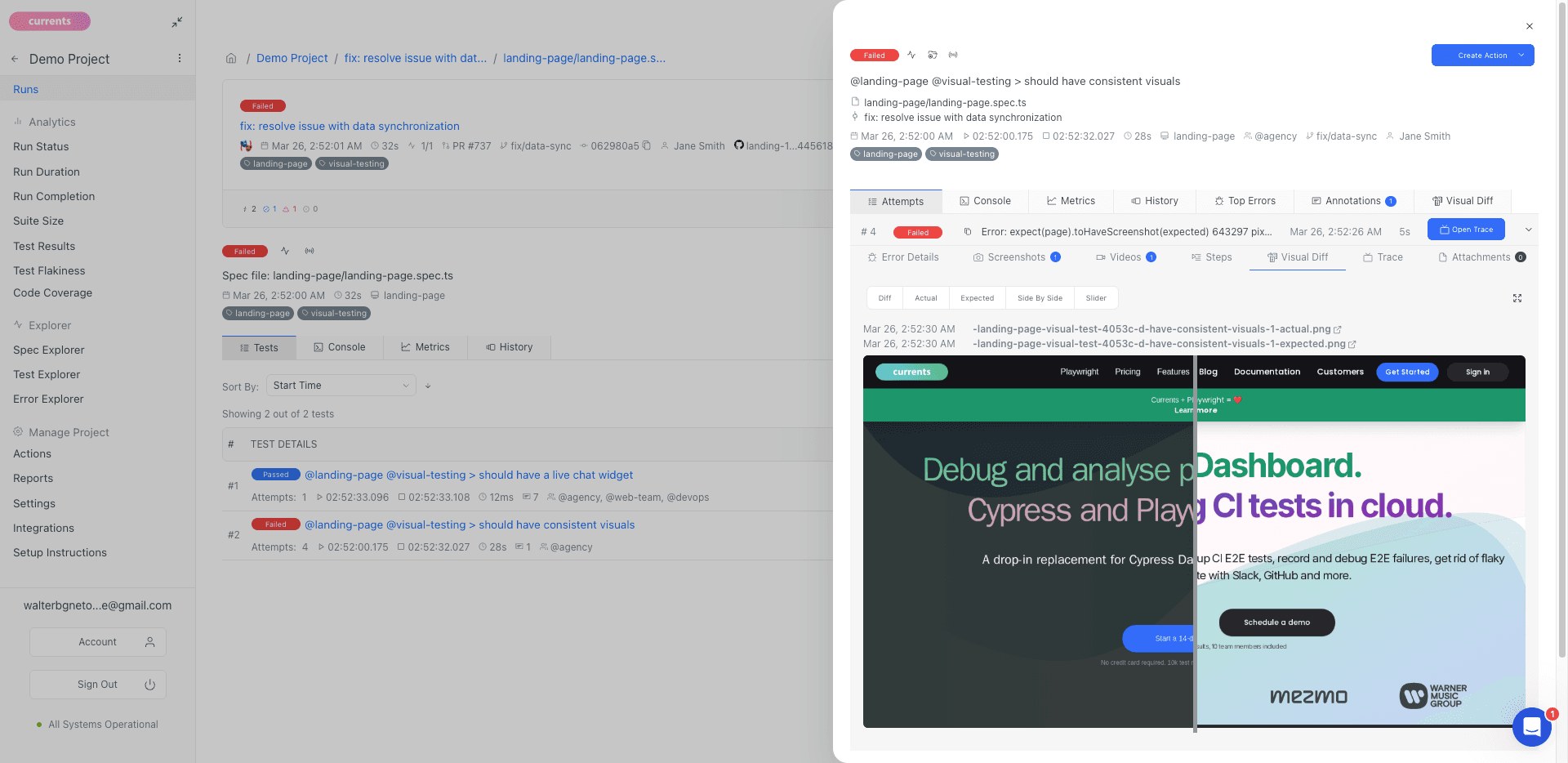 Test Detail: Attempt Visual Testing