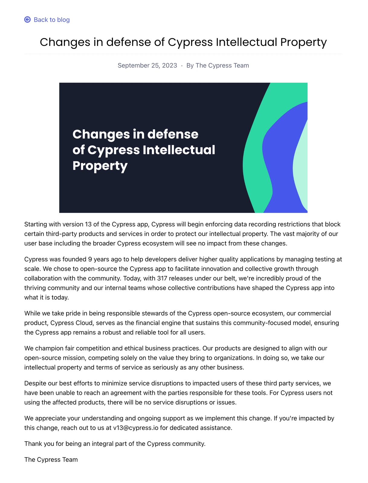 Cypress.io Blog Post, September 25, 2023, https://www.cypress.io/blog/2023/09/25/defense-intellectual-property/